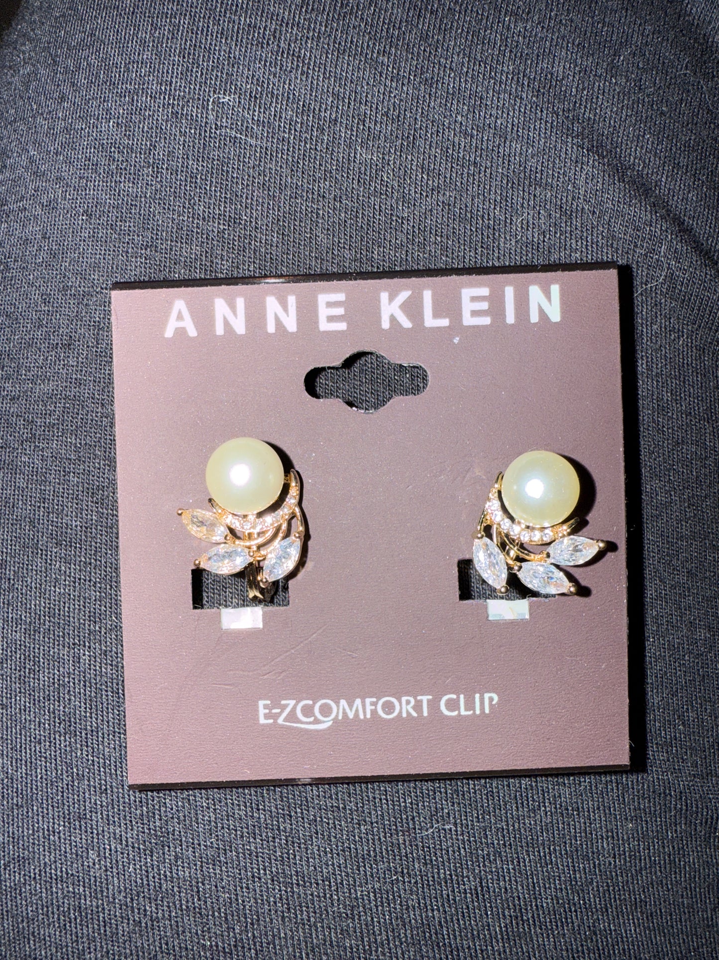 Anne Klein Pearl & Floral Crystal Clip-on Earring