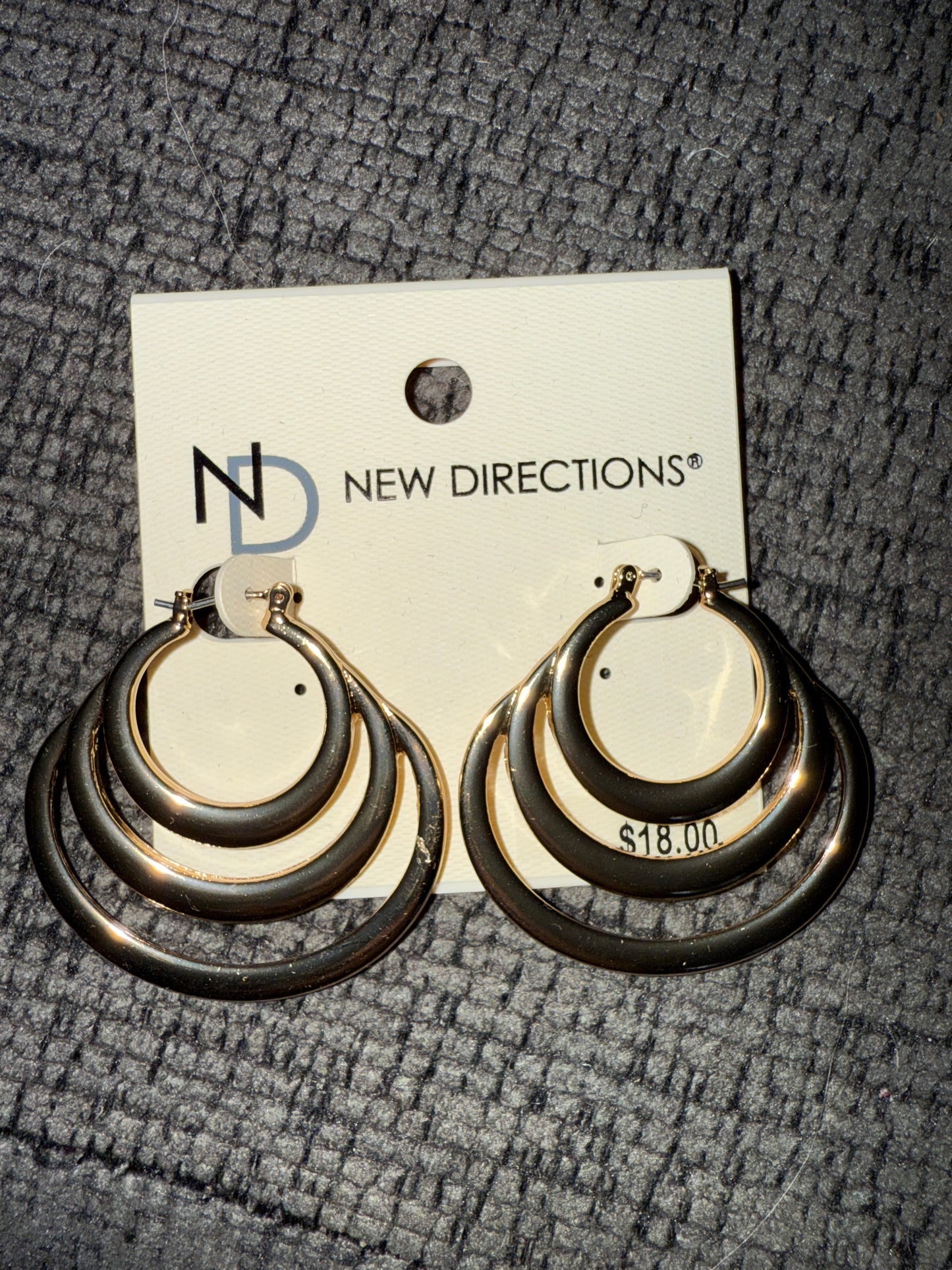 New Directions 3 Layered Gold Hoop