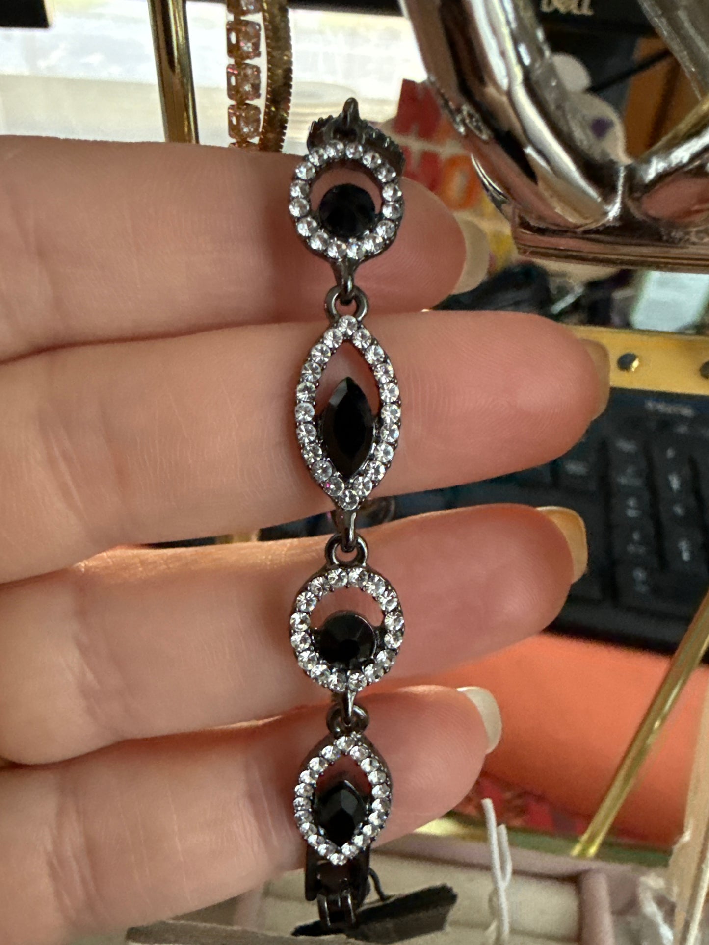 Givenchy Gunmetal Bracelet with Hematite & Crystal