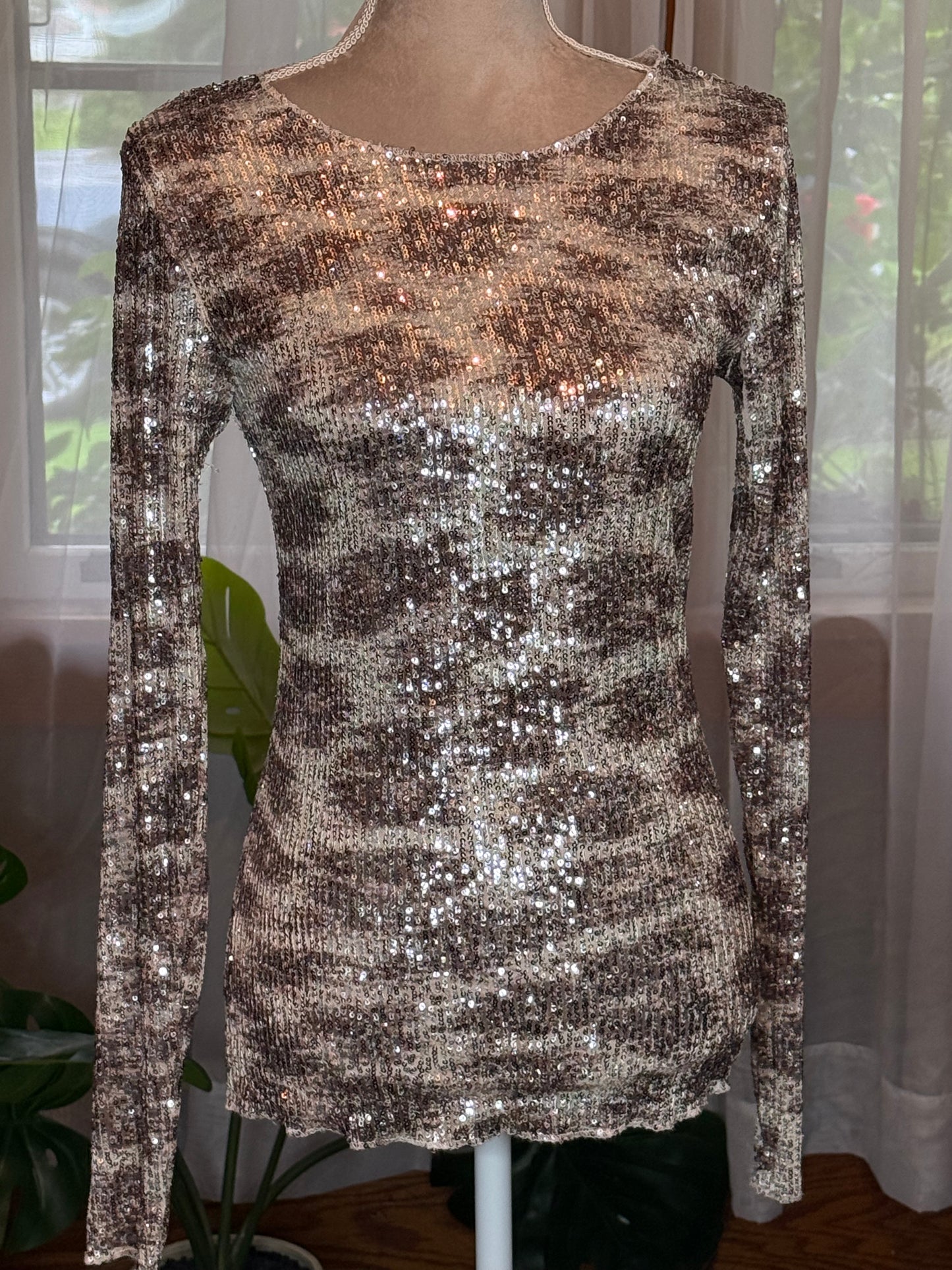 Free People x Intimately Cheetah Sequin top