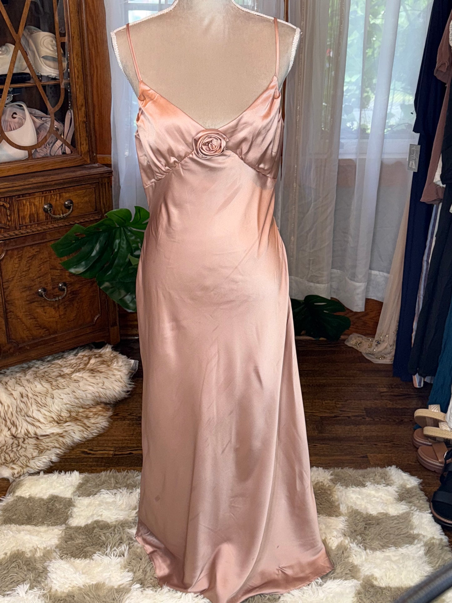 By the River Satin Rosette Dress