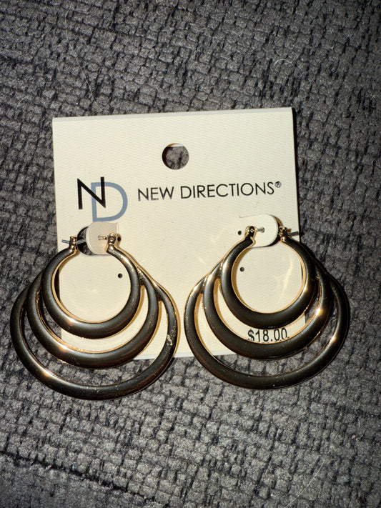 New Directions 3 Layered Gold Hoop