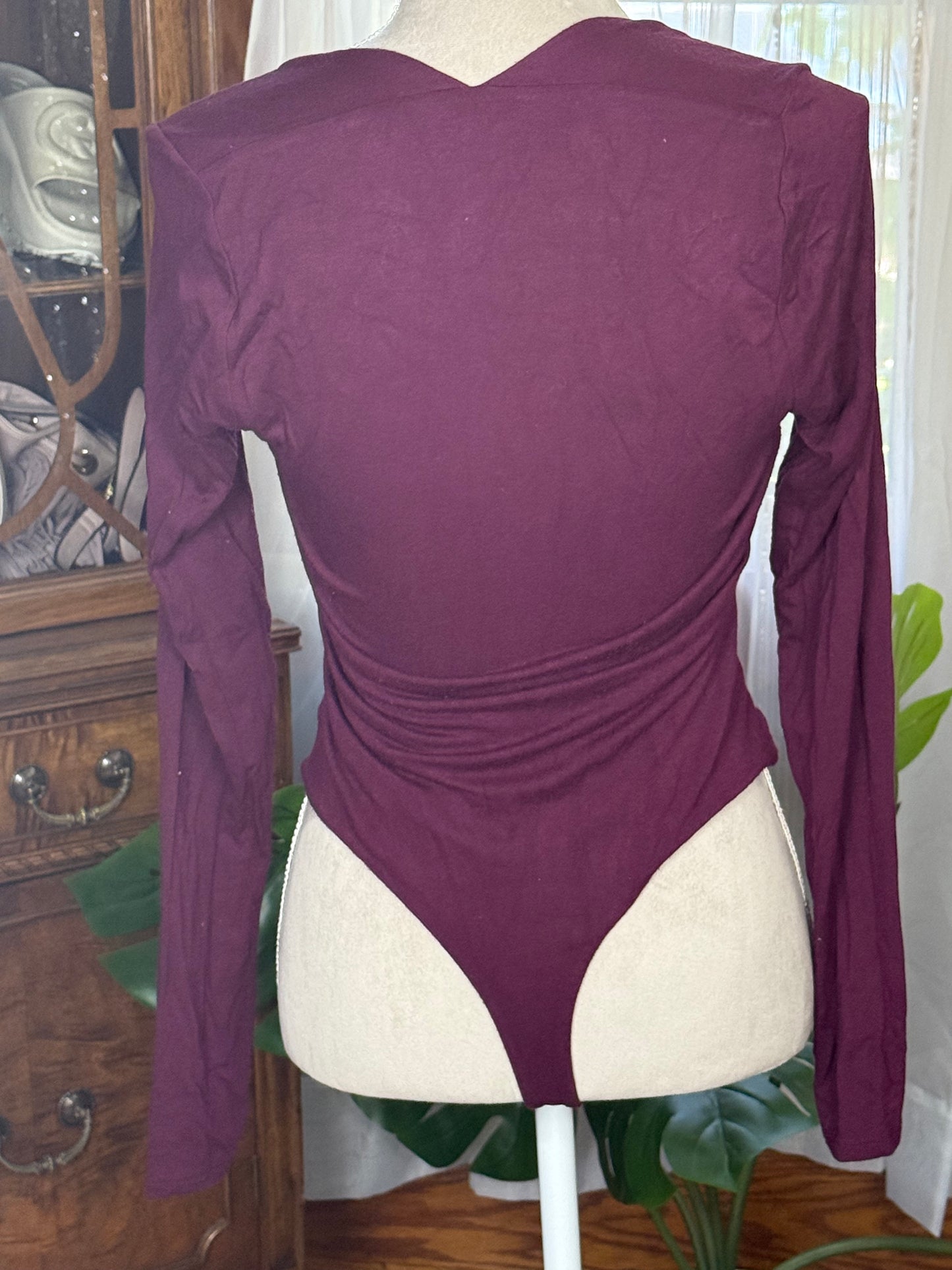 Naked Wardrobe Burgundy Bodysuit