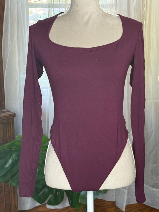 Naked Wardrobe Burgundy Bodysuit